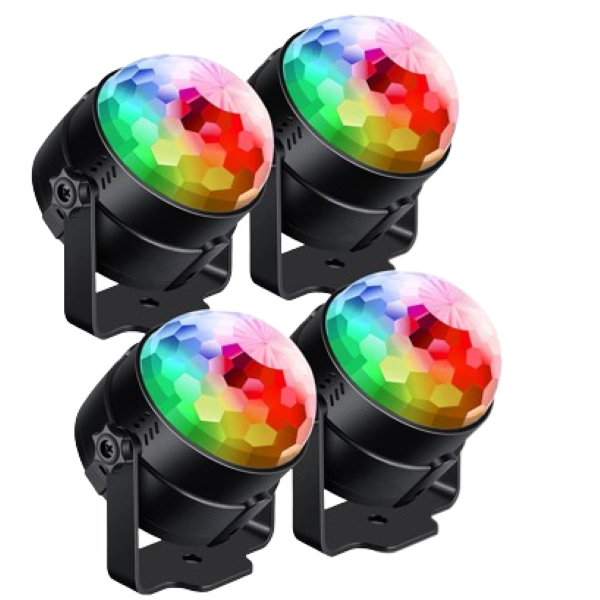 Kaths Sound Activated Disco Ball Lights - 4 pack