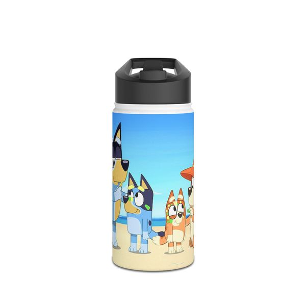 Bluey at the Beach 600ml Double walled Stainless Steel Bottle (BLUE LID)