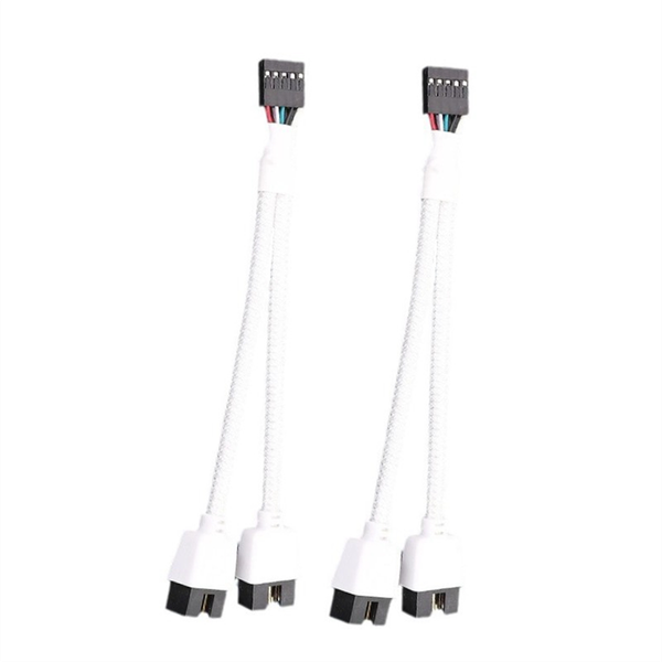 Computer Motherboard USB 2.0 9Pin to Dual 9 Pin Extension Cable White