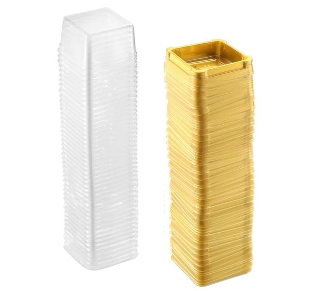 Clear Square Shaped Individual Cupcake Macaroon Container - 5cm - 50 Piece