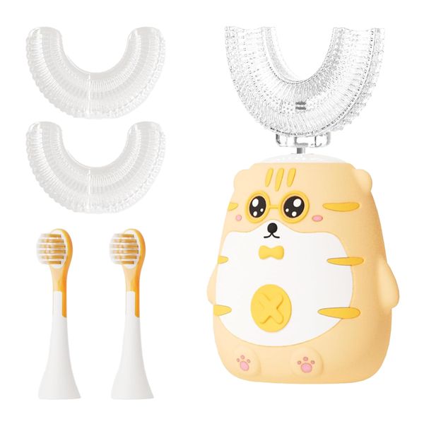 Ultrasonic Kid U-Shaped Electric Toothbrush, Tiger Cartoon Kid Toothbrush