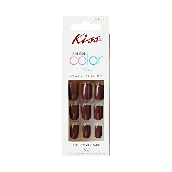 KISS Salon Color Artificial Stick on Nails Dark Burgandy
