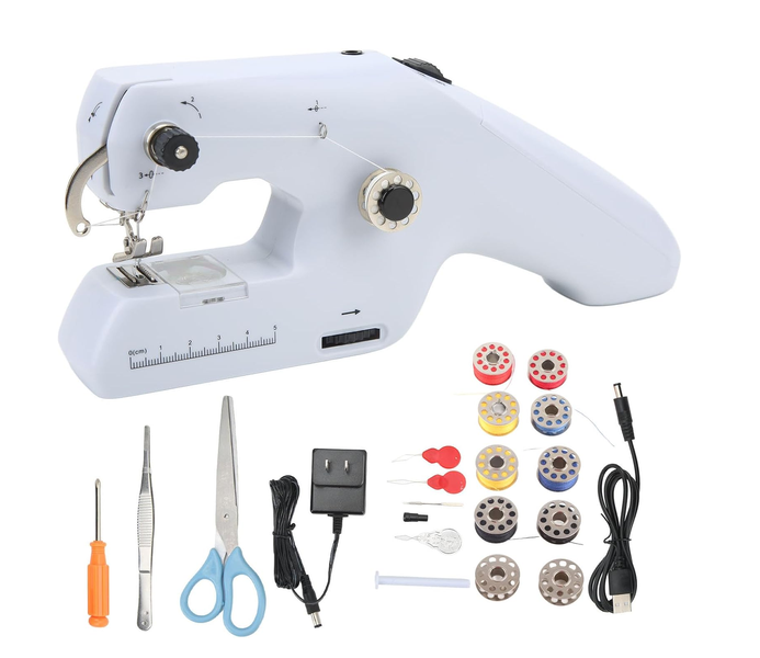 Electric Dual Line Sewing Machine Handheld Sewing Machine w/ Handle
