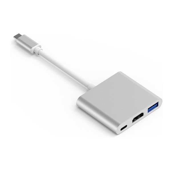 USB Type-c to HDMI + USB 3.0 Standard + PD Charging Port 3 in 1 Adapter