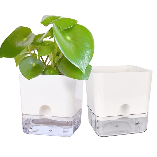 2Pc Double-Layer Self-Watering Lazy Plant Flower Pot Large