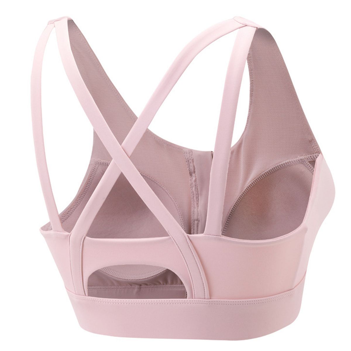Front Zipper Sports Bra with Crisscross Back High Impact