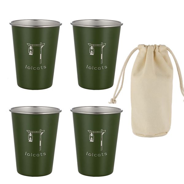 Industrial Style Outdoor Camping Coffee Cups Set - 4 Pack