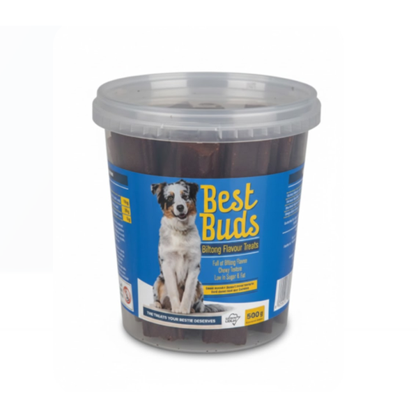 Biltong Flavour Dog Treats - 500g Tub (Strips)