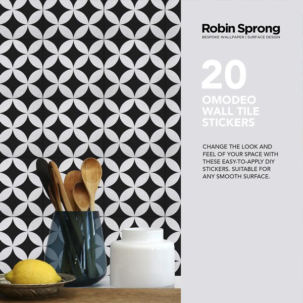 Robin Sprong Pack of 20 15 x 15 cm Omodeo Wall Tile Stickers