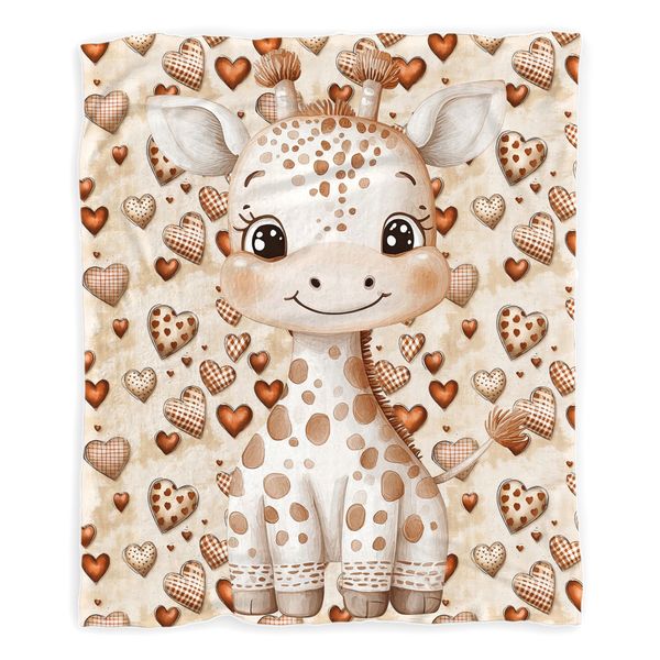 Baby Giraffe Hearts Baby Fleece Blanket
