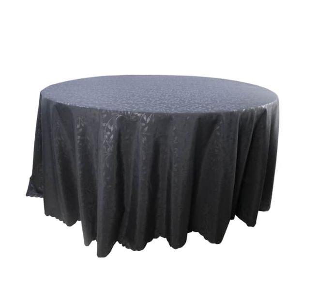 Round Tablecloth - Black &amp; Silver Flower Pattern 3x3m