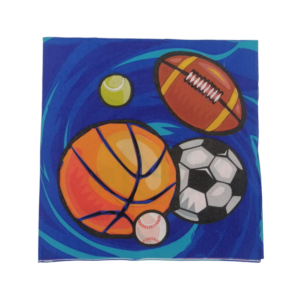 Sports Theme Paper Serviettes - 60 Piece