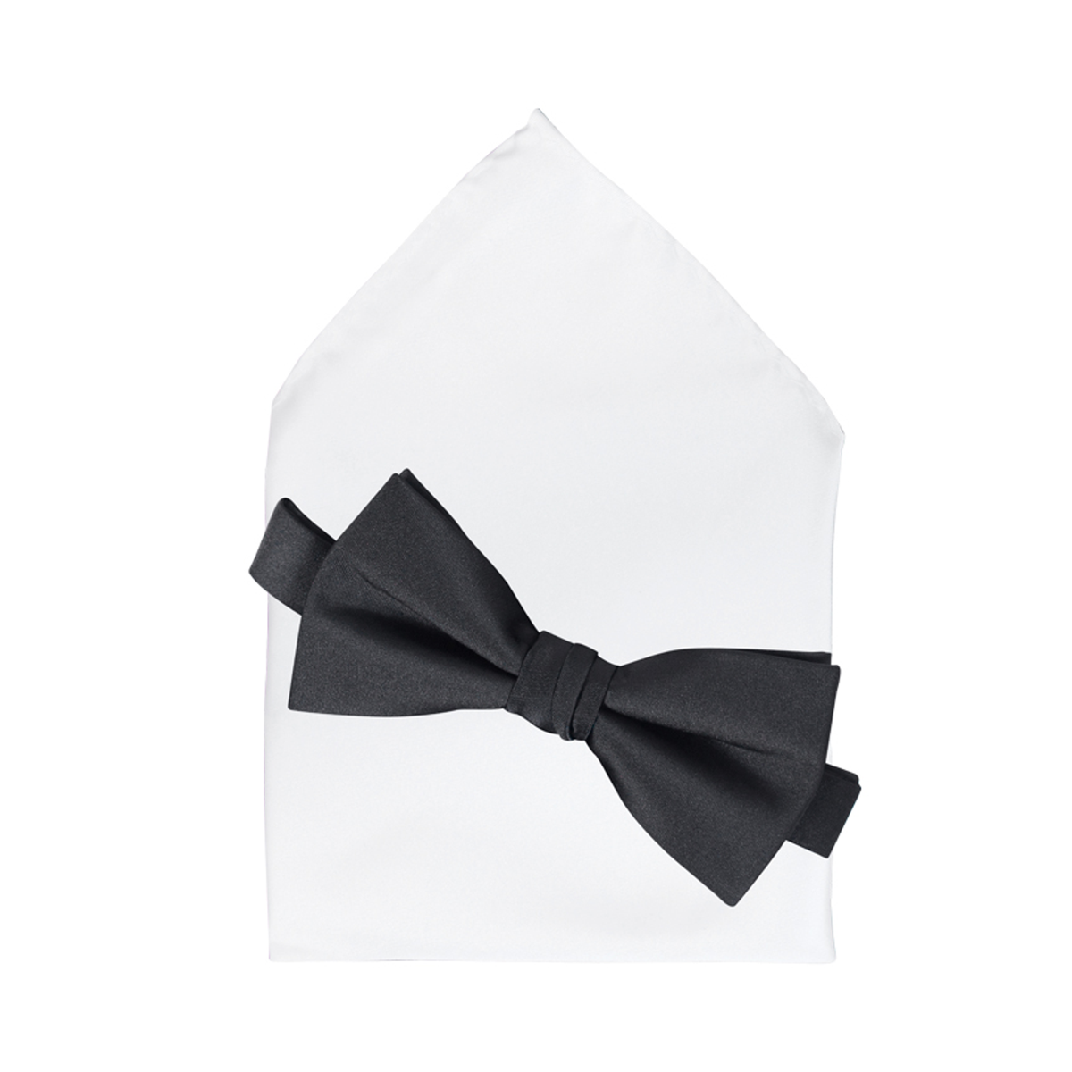 Black Satin Bow Tie and White Pocket Square Set | Shop Today. Get it ...