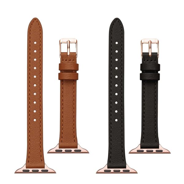 Ökotec 2-Pack Slim Leather Bands compatible with Apple Watch 38mm/40mm/41mm