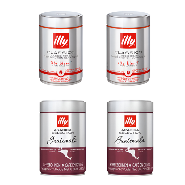 illy Coffee Beans Regular &amp; Guatemala 100% Arabica-Medium Roast- 4 x 250g