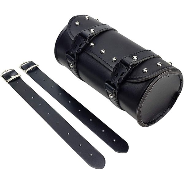 Universal Leather Motorcycle Tool Round Roller Saddle Fork Bag for Travel
