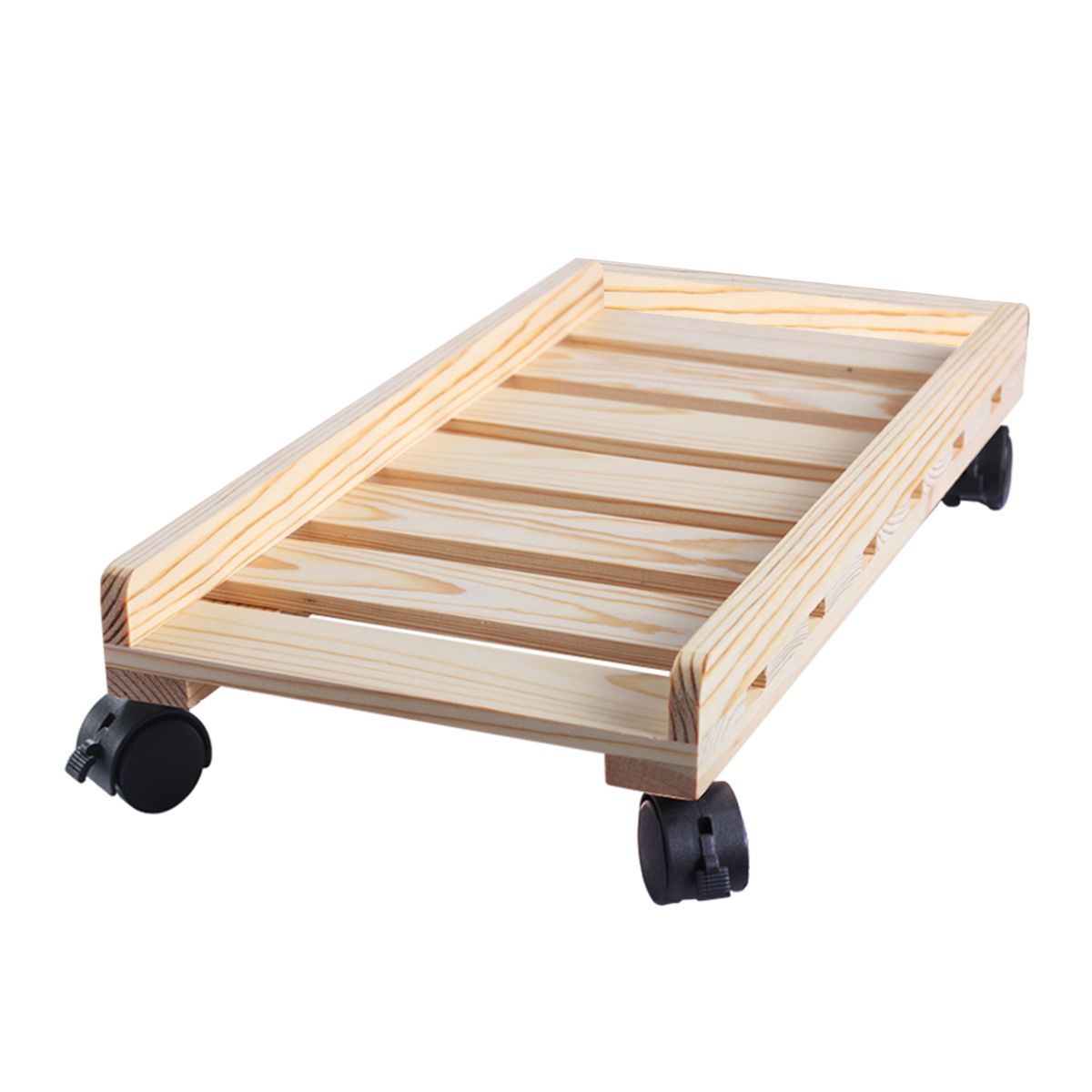 Solid Wood Computer Host Mobile Stand PC Cart