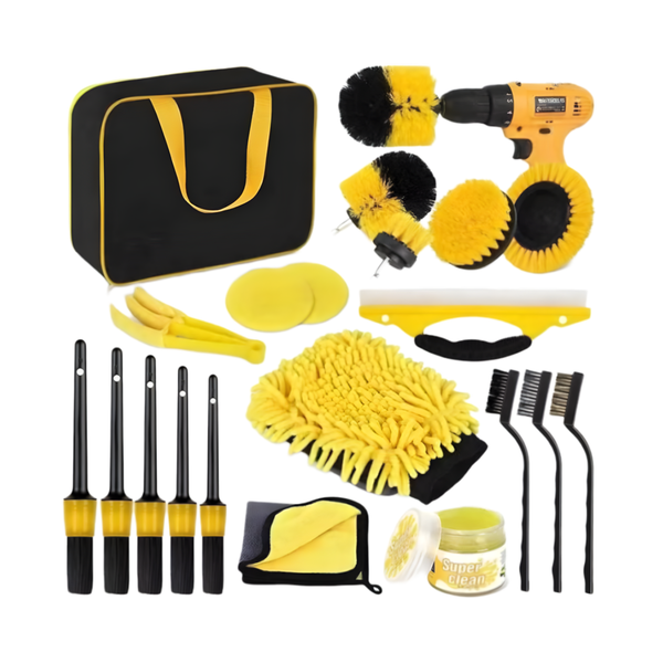 25-Piece Car Cleaning Tool Kit - Detailing Brushes, Mitt &amp; Vent Brush