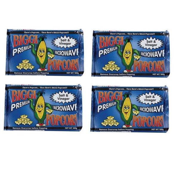 Bulk Pack 4 x Premium Microwave Popcorn Salt &amp; Vinegar 100g Each