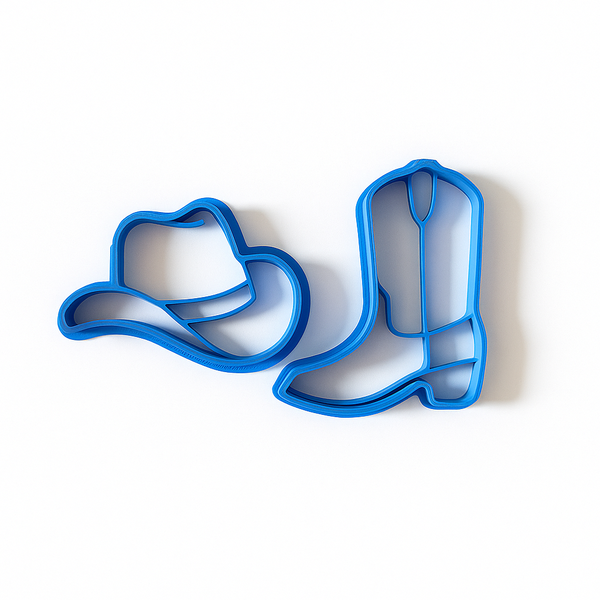 Cowboy Cookie Cutter Set - 3D Printed - Blue - Medium