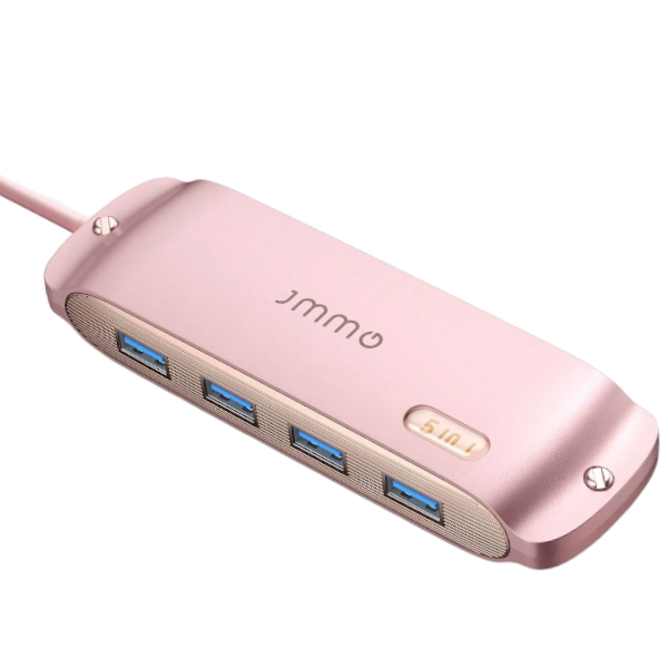 JMMO - SH-D8 - 5-in-1 USB-C 3.0 Fast Charging Hub - 100W - Pink