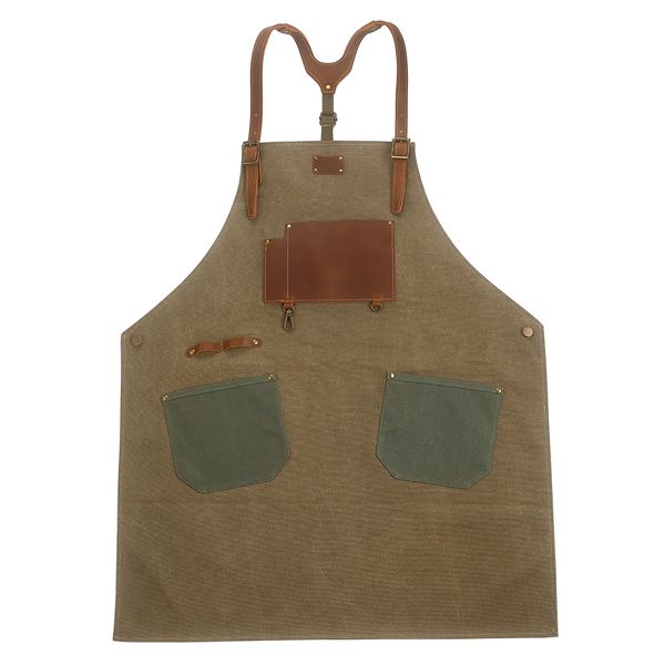 Premium Canvas &amp; Leather Chef Apron - Heavy-Duty, Cooking, BBQ &amp; Workshop