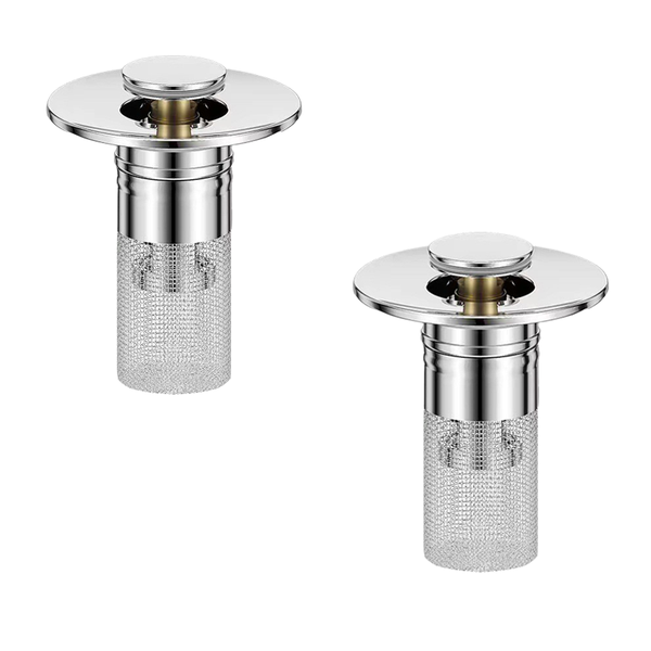 2-Pack Sink Strainer - Push-Type Stainless Steel Mesh Drain Cover