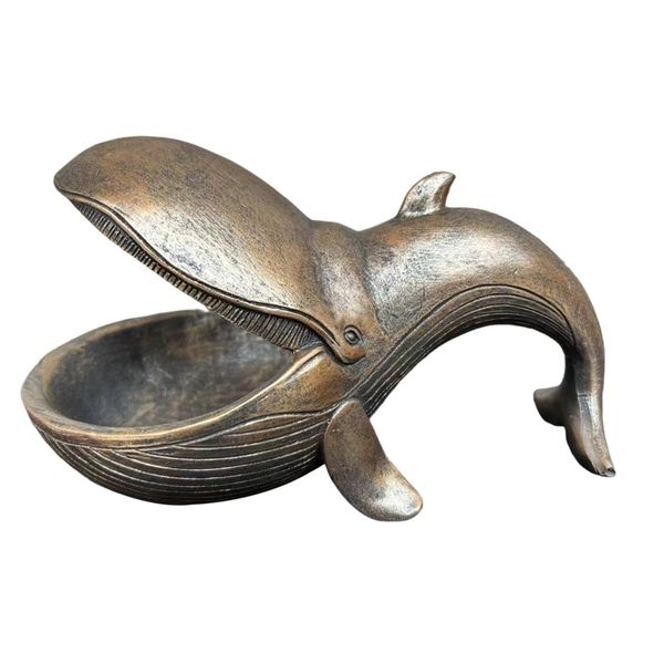 Decor Resin Open Mouth Whale Bowl Sculpture - ( 20cm )