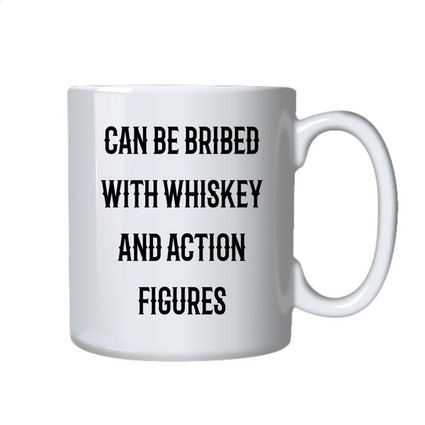 Whiskey and Action Figures Coffee Mug - Best Funny Novelty Gift Idea for