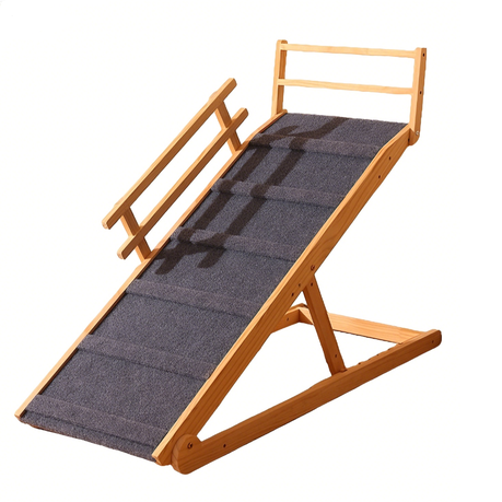 Foldable Pet Ladder 5 Height Adjustable Wooden Non-Slip Pet Ramp Dogs Cats Image