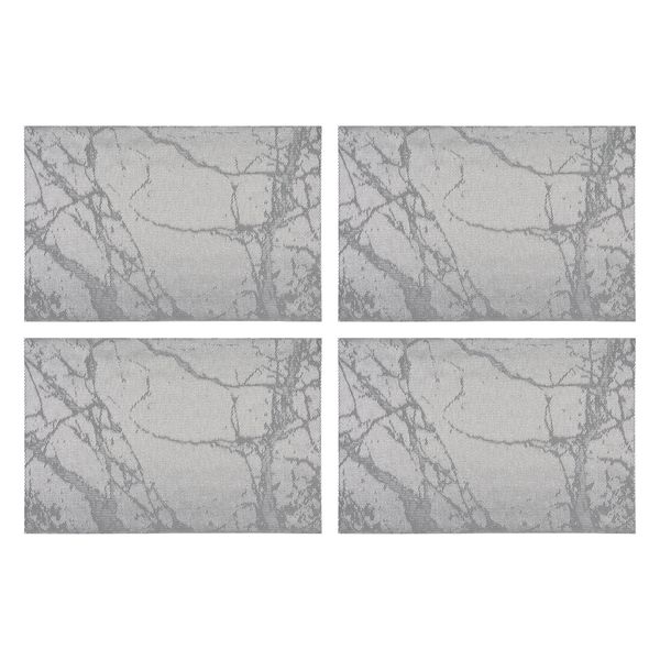 Regent Place Mats Woven Pvc Silver Marble - 4Pieces Roll (300X450Mm)