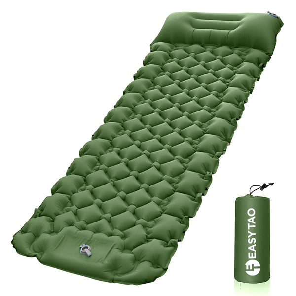 ET EASYTAO Portable Camping Mat Inflatable Camping Mat with Pillow - Olive Green