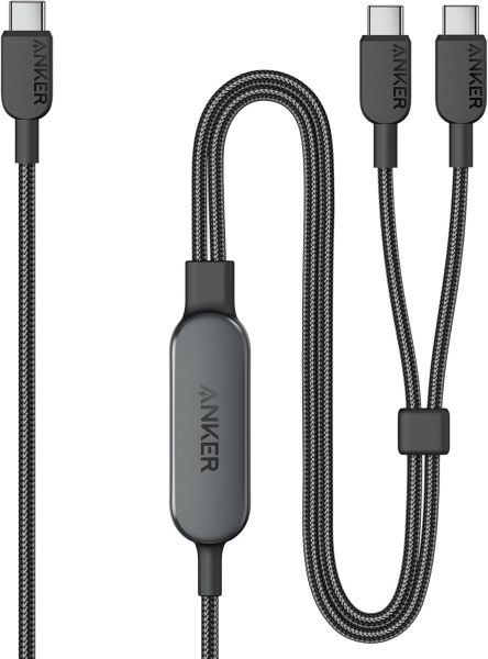 Anker 140W 2-in-1 Type-C to x2 Type-C Data Cable 1.2m - Black