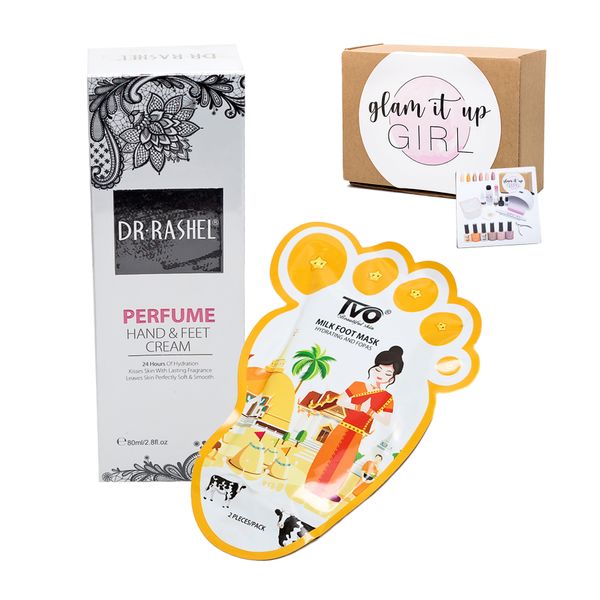 Glam It Up Girl/ Hand&amp; Foot Cream and Foot Mask -Set of 2