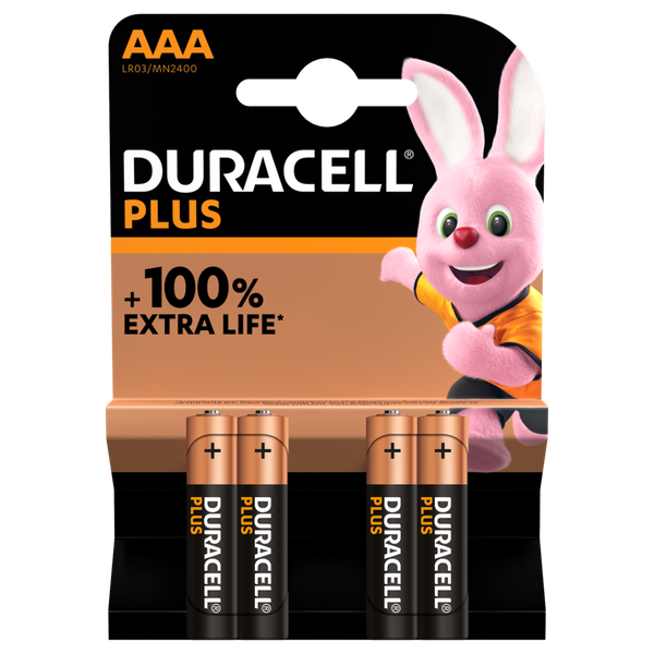 Duracell Plus AAA Alkaline Batteries - 4 Pack (Parallel Import)