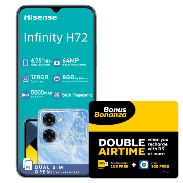 Hisense Infinity H72 128GB Dual Sim + MTN SIM with 20GB Data