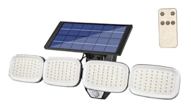 LED 4 Head Solar Sensor Light - Outdoor Security Light with Remote