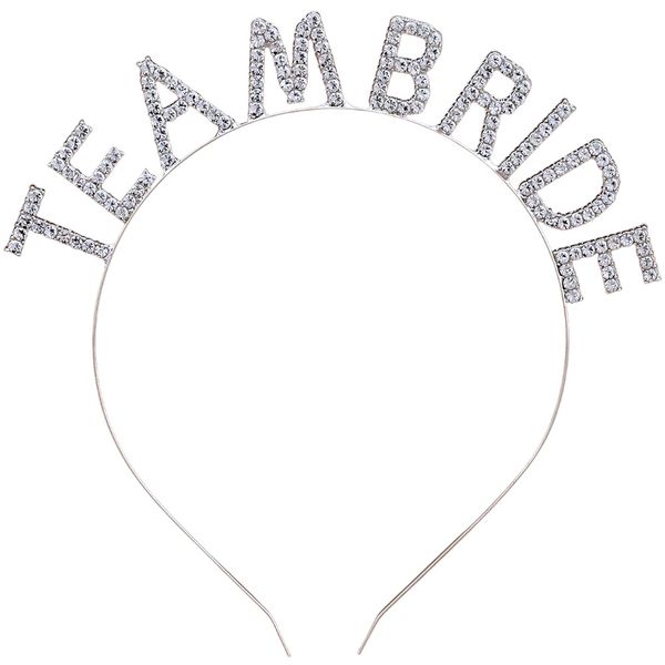 6 Piece Team Bride Rhinestone Headband Set - Silver