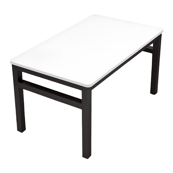 Creative Deco Modern Dining Table - 120cm - Pearl White with Black Frame