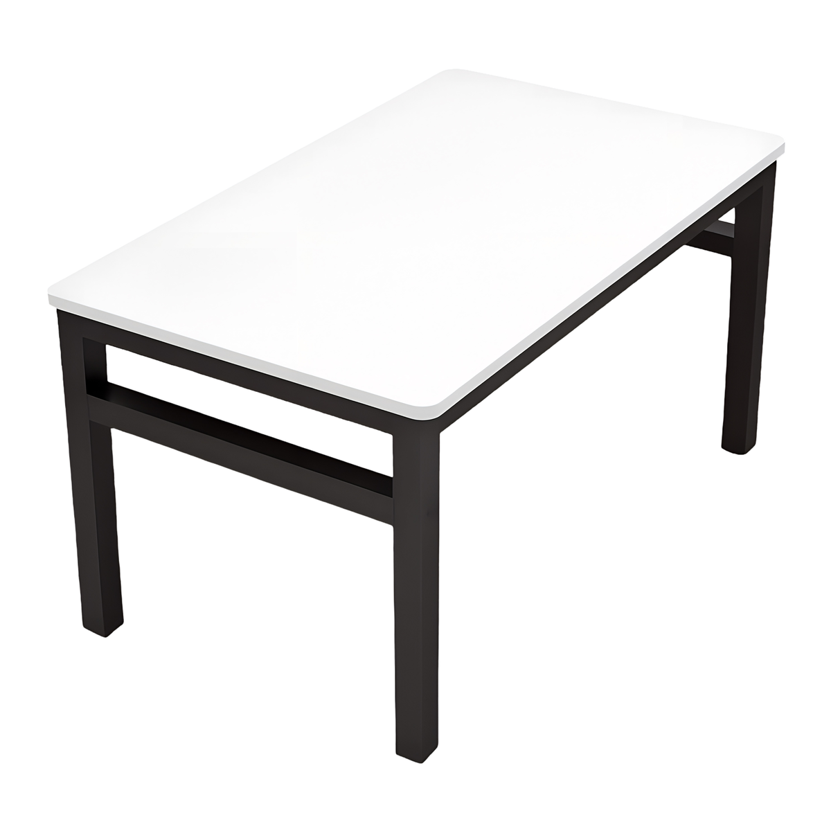Creative Deco Modern Dining Table - 120cm - Pearl White with Black Frame