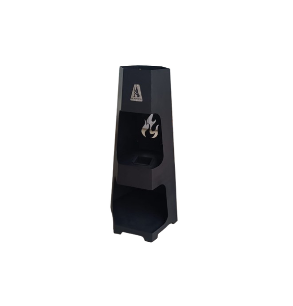 Modern Outdoor/Patio Steel Black Fireplace with Wood Storage