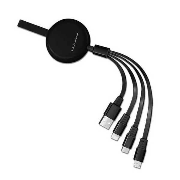 WUW - 3A Retractable Charge Cable One For Three USB to M+L+C