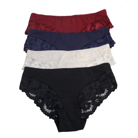 Girls 6-Pack Cotton Lace Trim Underwear Soft Mid Rise Briefs