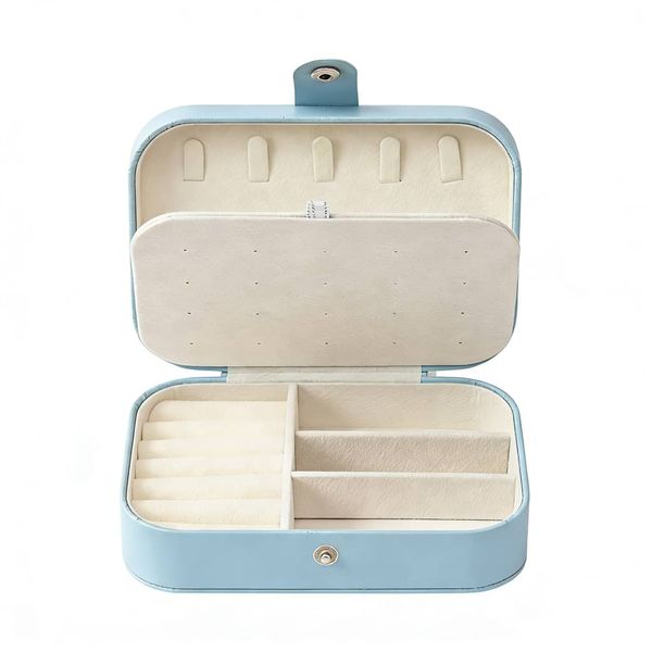 Portable Travel Jewelry Box Leather Jewellery Ring Organizer Case Storage .