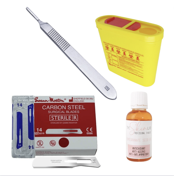 Dermaplaning Starter Kit, The Skin Lab Pomegranate Seed Oil &amp; Sharps Box