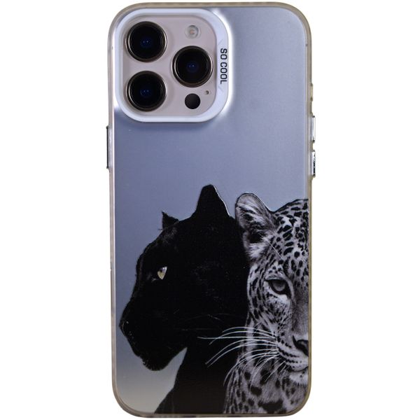 Phone Case With Panther &amp; Leopard - Compatible with 15 Pro Max - Chrome