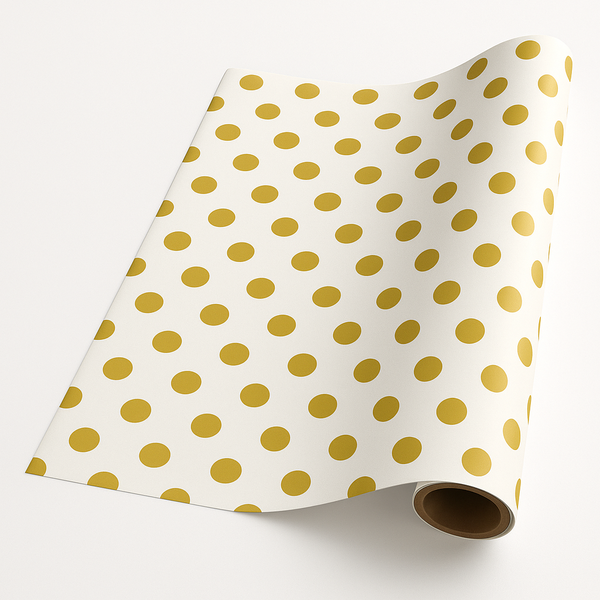 GiftWrapping Paper 5m Roll - Large Gold Dots on Pearl