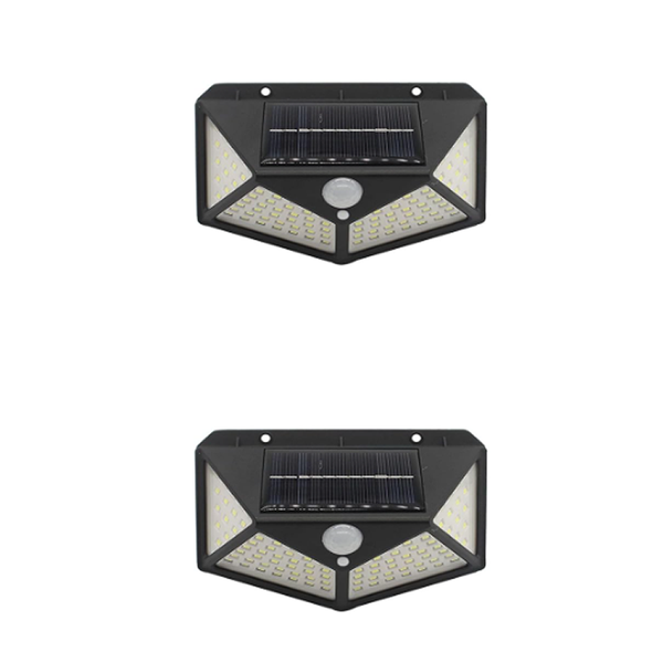 Set of 2 100 LED Solar Motion Sensor Interaction Wall Lamp PI-60