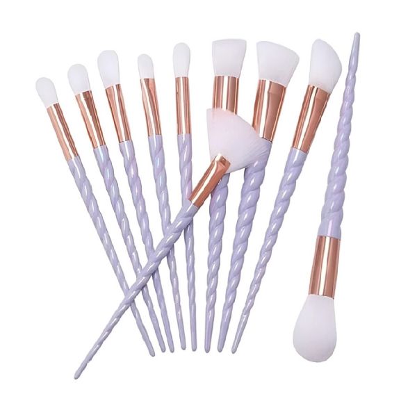 Portable 10 Pieces Makeup Brush Set for Foundation Eyeshadow Blush