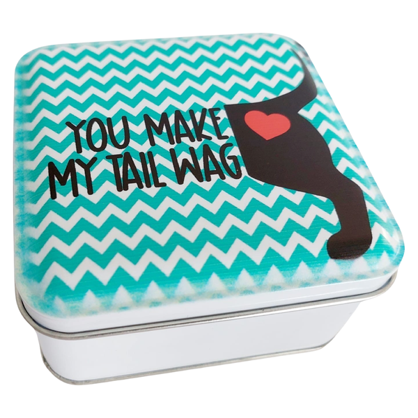 Storage Tin - Dog Butt Heart &amp; Tail on Green